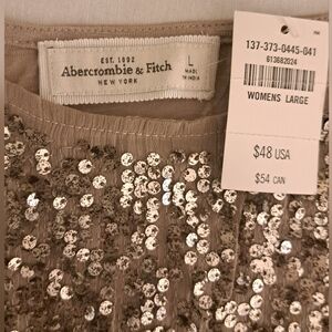 🔥Abercrombie & Fitch Light Gold/Champagne Sequin Cami, Adjustable Straps, Sz L